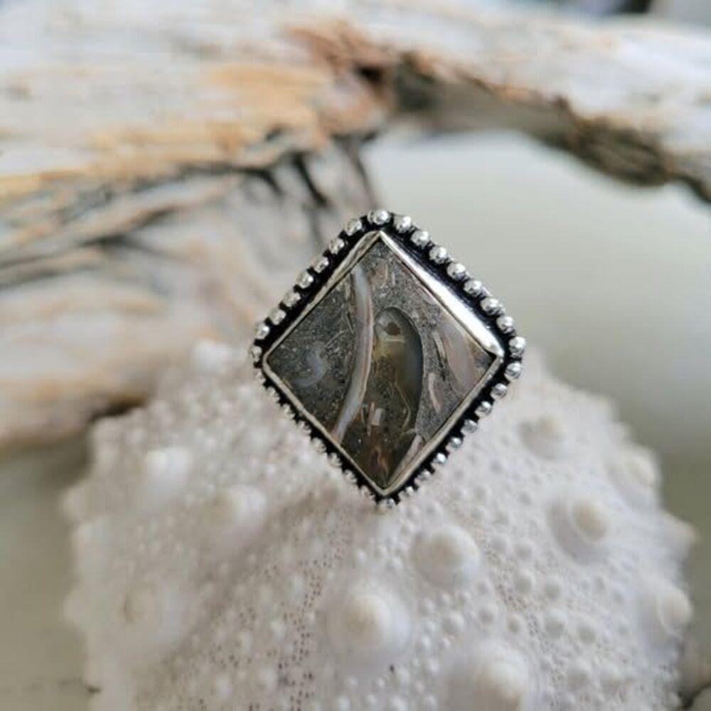 Fossil Jasper Ring - Size 6